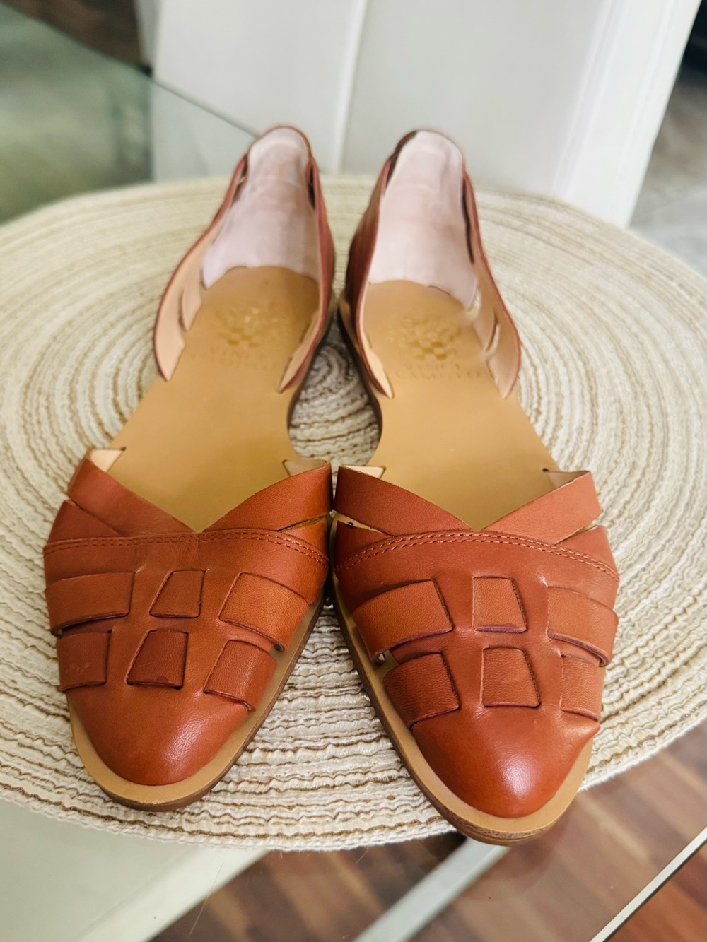 Women’s Burnt Orange Leather D’Orsay Flats